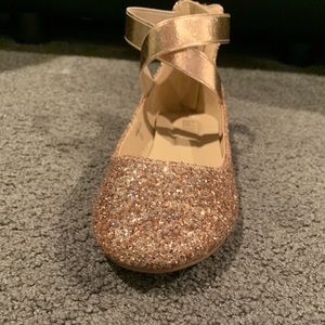Champagne glitter flat shoes